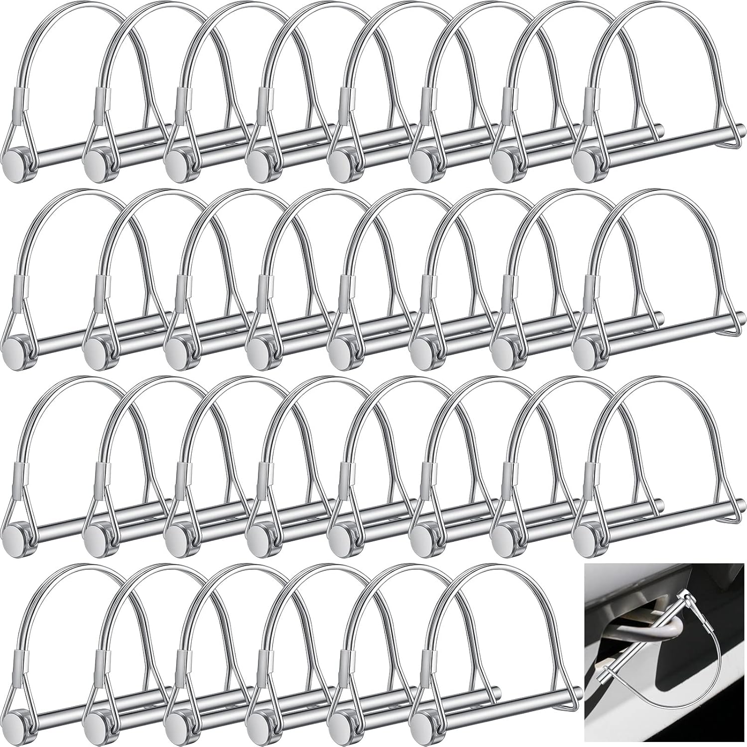 30 Pcs Trailer Hitch Pin Lock, 2-3/4" x 1/4" Pto Shaft Locking Safety Coupler Pin, Carbon Steel, Arch, Heavy Duty, for Farm Trailers, Towing, Wagons, Lawn