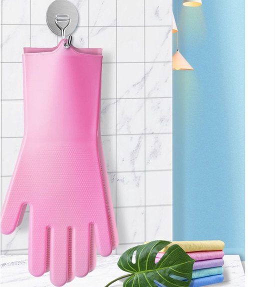 Dishwashing gloves - silicone gloves - dishwashing - kitchen gloves - rubber dishwashing gloves - frost-resistant gloves - pink โ image 4