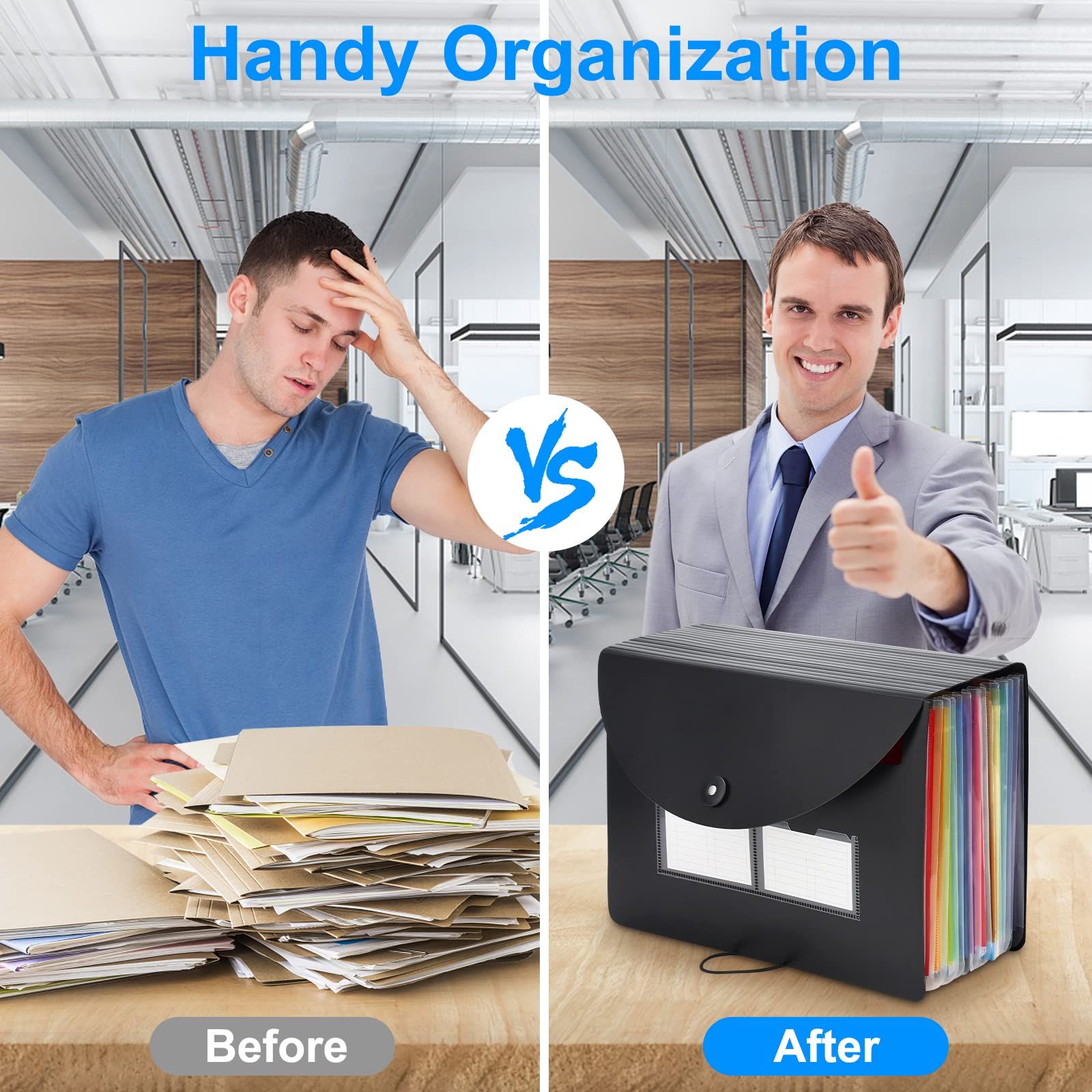File Organizer, 13 Pockets Expanding File Folders, According File Organizer Portable Document Organizer with Blank Labels — image 5