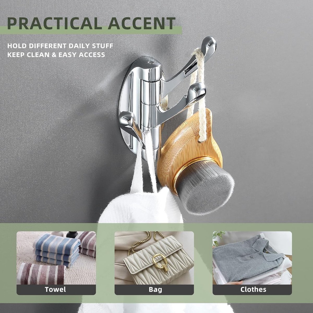 Wall Hook - Swivel Hooks - Foldable Coat and Towel Hook - Triple Hook - Small Hooks - Hanging Hooks - Wall Hook - Coat Hook - Towel Hanger - Small — image 5