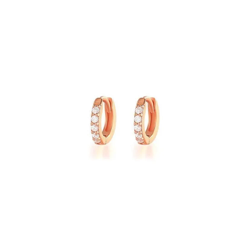 7sizes Hoop Earring Silver Zirconia Ear Huggie Hoop Cartilage Piercing Jewellery - Champagne-6mm