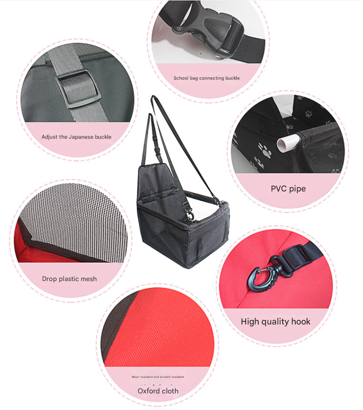 Pink Portable Pet Car Seat for Dogs and Cats - Adjustable Car Seat Cover, Pet Travel Car Carrier with Safety Belt โ image 3