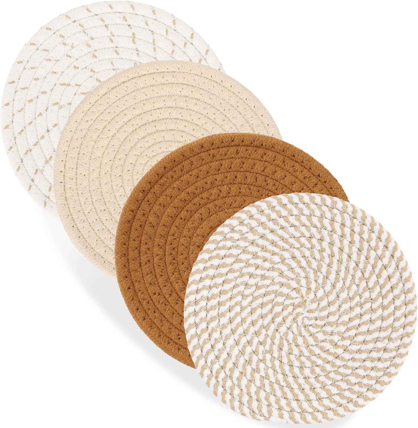 7" Trivets for Hot Dishes, Hot pots and Pans, 4 Heat Resistant Hot Pads, Pot Holders for Kitchen, Home Essentials for New Home and Farmhouse Decor, Fall