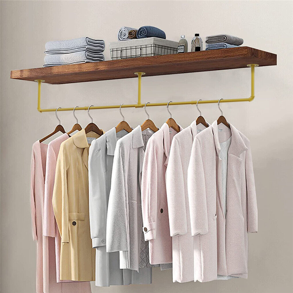 Vintage Iron Clothes Rail Gold Wall Mounted Garment Rack — image 6