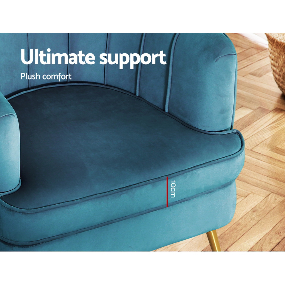 Artiss Armchair Velvet Blue Norvia — image 5