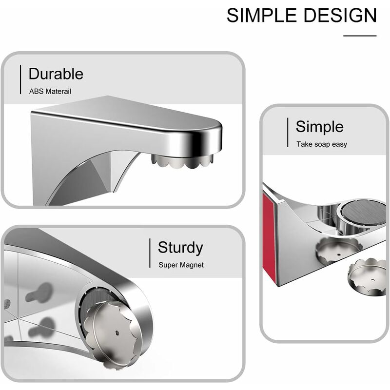 2 Pack Plastic Soap Dish Holder With 3M Magnetic Magnet, Wall Hanging Soap Holder, Easy To Use For Bathroom, Kitchen — image 3