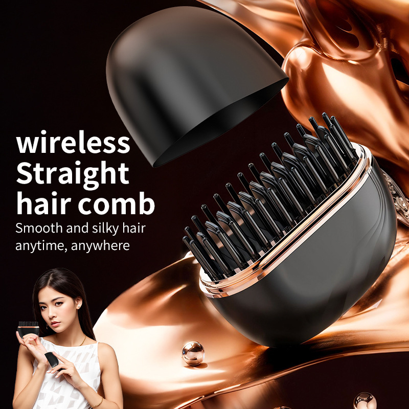 Pink Cordless Portable Hair Straightening & Curling Brush - Plant Protein Coating for Hair Protection, 30s Fast Heating & Dual Anti-Scald โ image 2