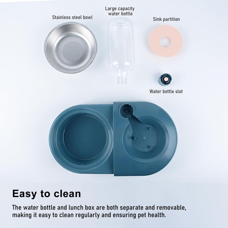 Cat Bowl, Dog Bowl, Automatic Water Bottle, Tilted Raised Water Bowl For Small And Medium Dogs And Cats โ image 4