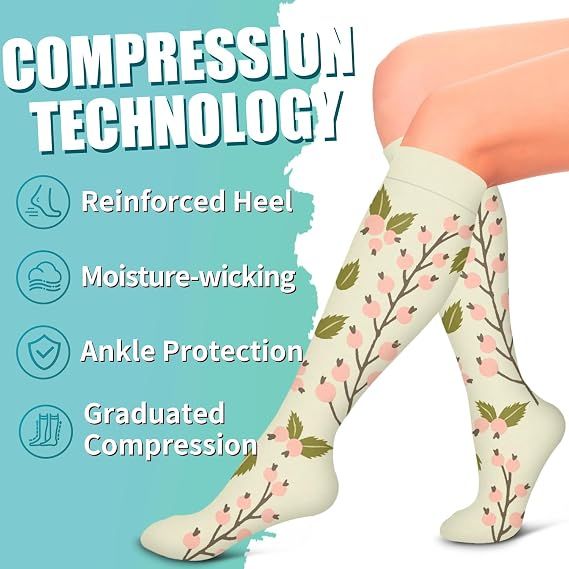 Compression Socks for Women Men Circulation 6 Pairs, Graduated Support for Running Athletic Sports S/M, Breathable Nylon Polyester for All-Day Comfort and โ image 5