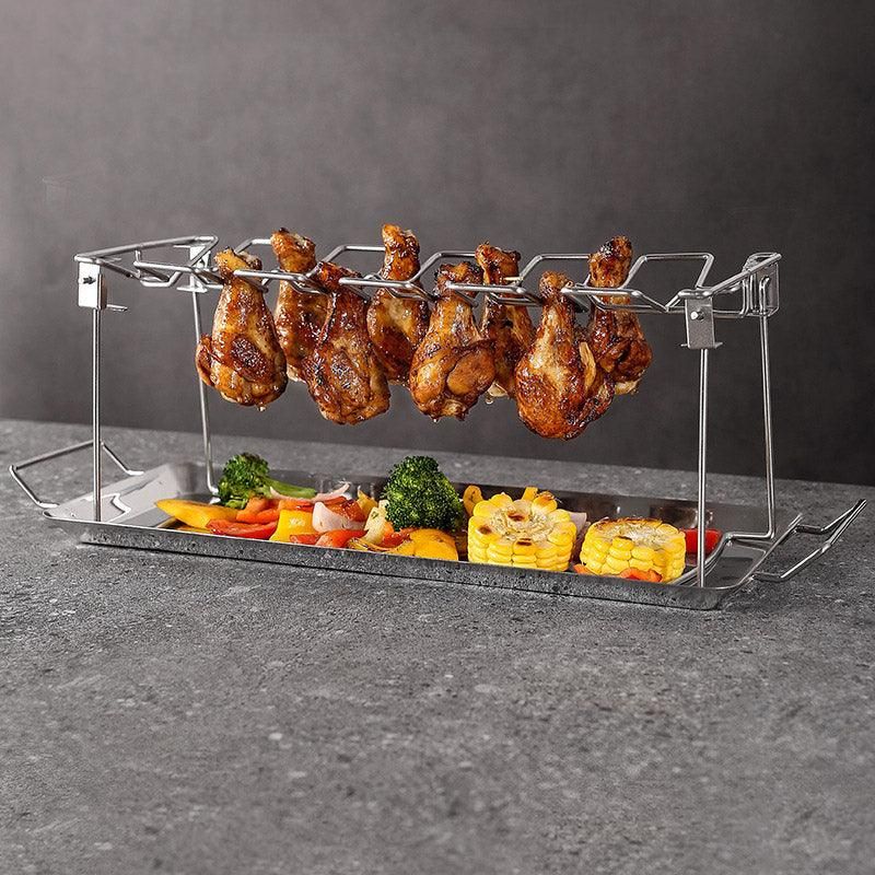 Foldable Stainless Steel Barbecue Grill Rack for Chicken Legs Outdoor Cooking — image 4