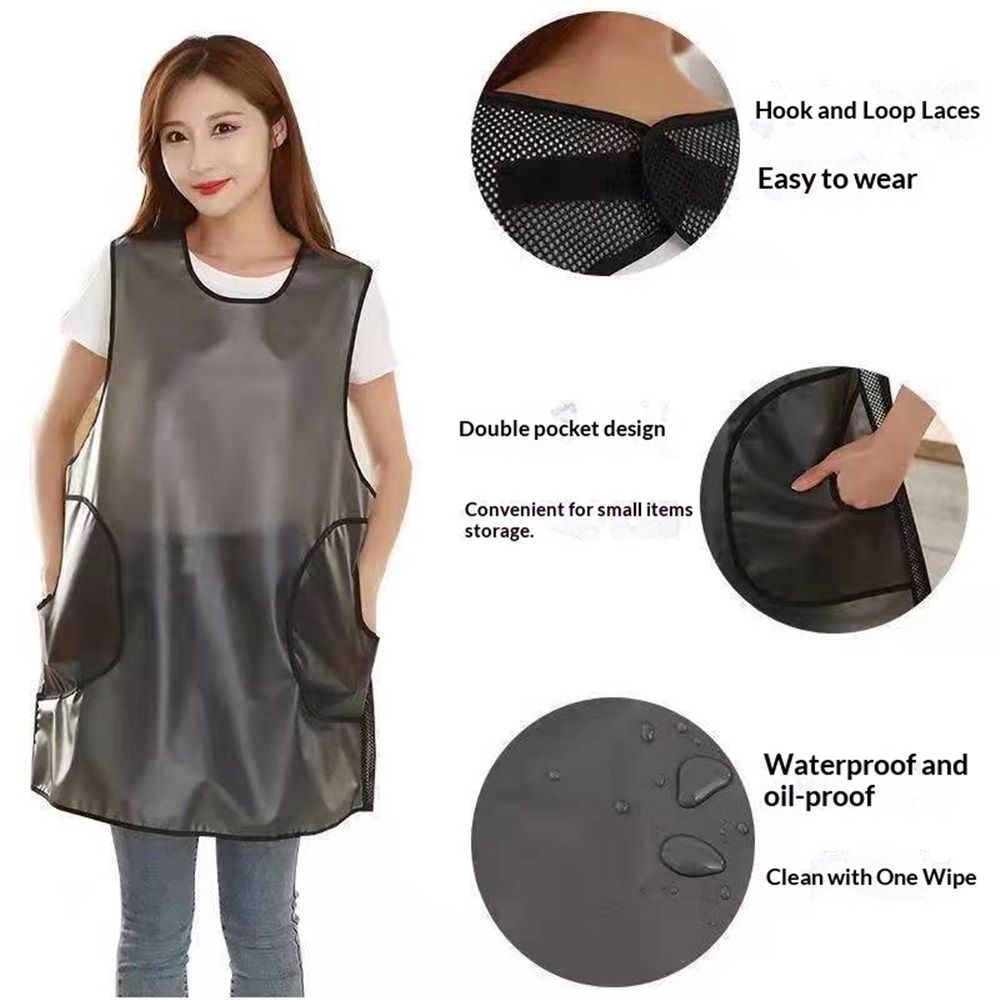 Waterproof Plus Size Aprons for Women Men with Pockets Adjustable for Cooking Dish Washing,Waterproof Apron for Cooking Cleaning Work(gray) — image 2