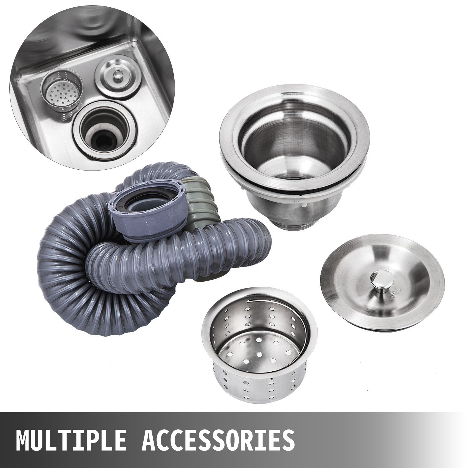 Handmade Sink Non-magnetic Stainless Steel Kitchen Sink Hand Made 1 Compartment 44.4 × 41.9 × 25.4 cm Capacity Huge Tub Sink for Farmhouse Cafe Shop Hospital — image 6