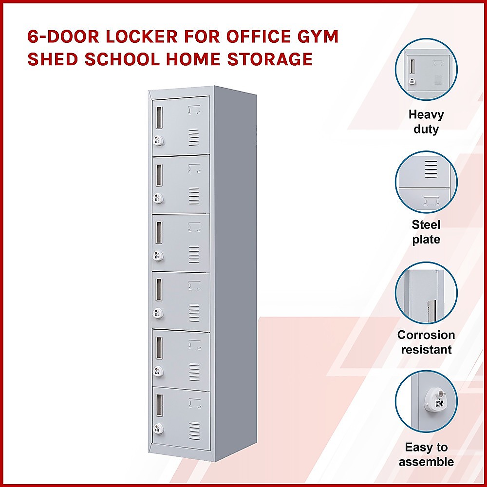 6-Door Locker for Office Gym Shed School Home Storage โ image 3