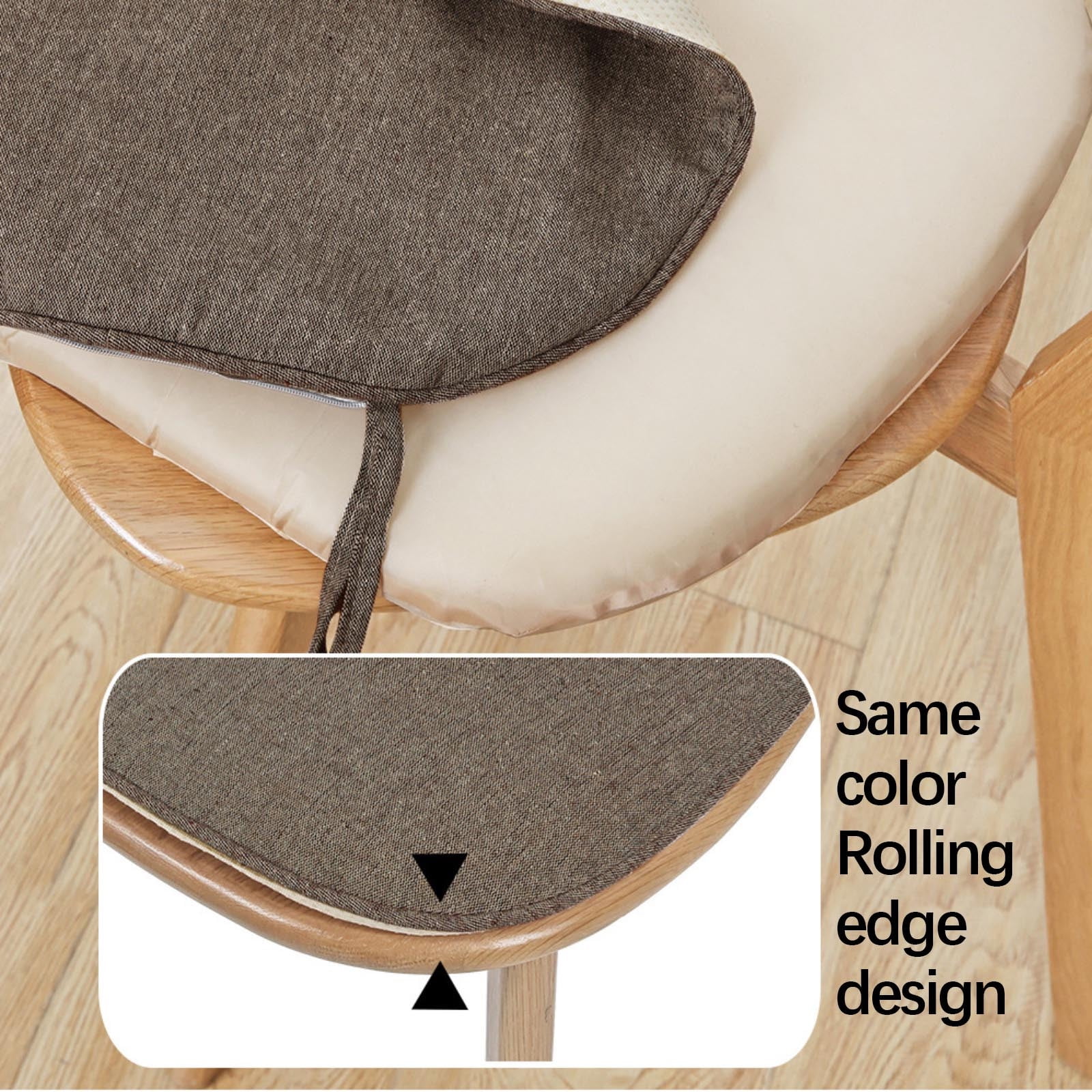 Chair Cushion with Ties for Dining Chairs, 16 × 17" Memories Foam Non-slip Chair Pad with Machines Washable Cover and Zipper, Detachable Cushion for Kithchen — image 4