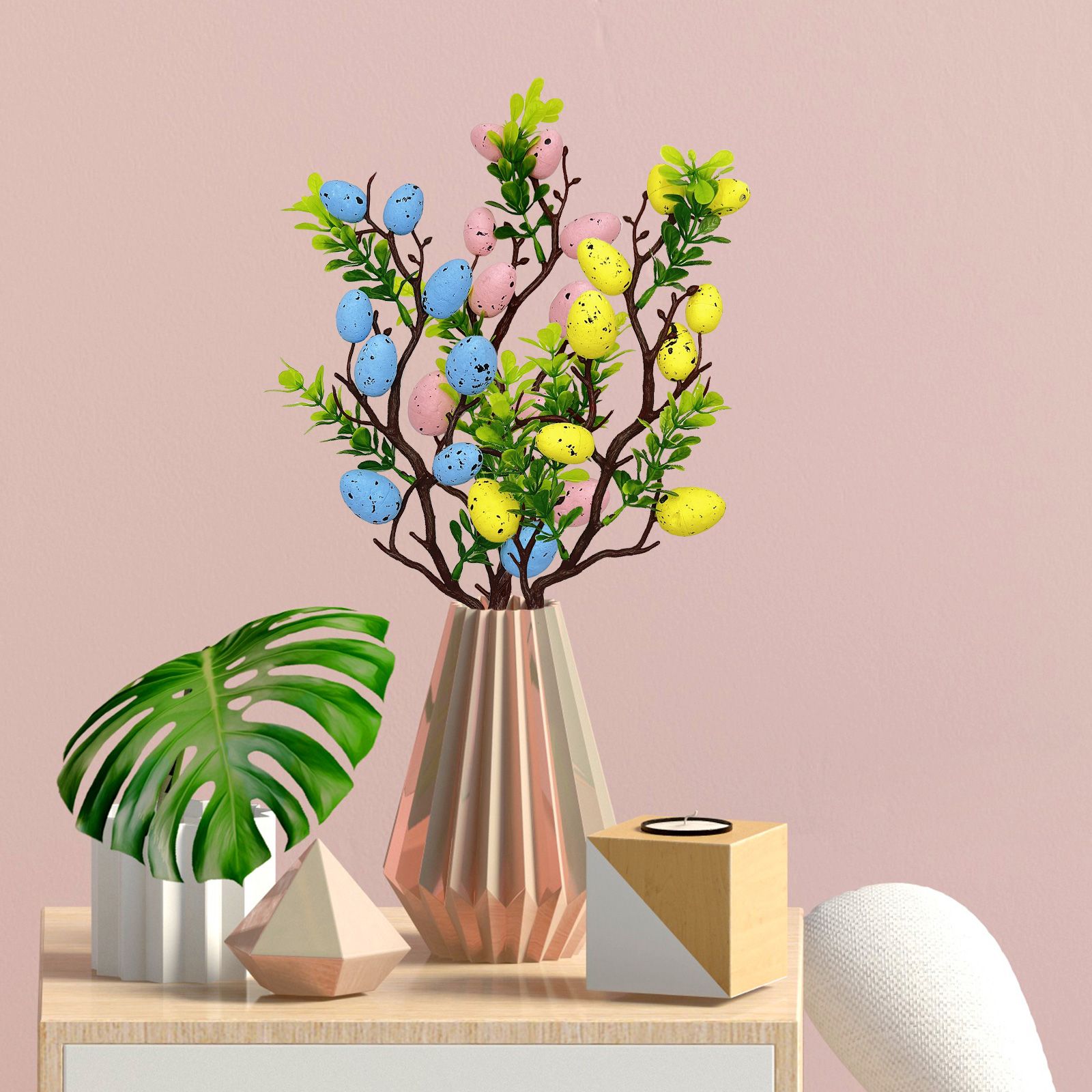3pcs Easter Decoration Egg Tree Branch Colorful Foam Egg Stems for Easter Day Home Decoration 35cm — image 4