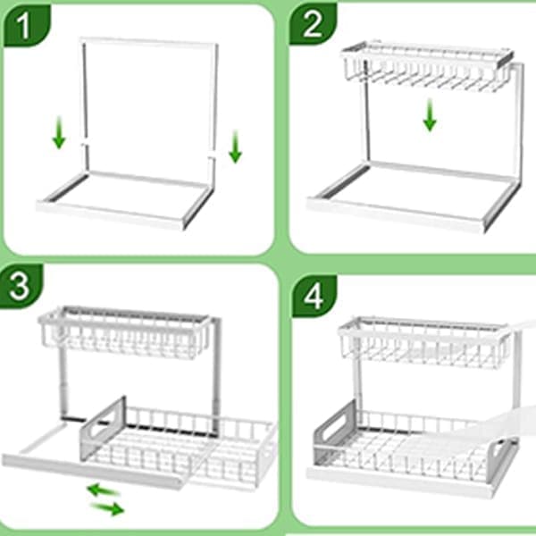 2-Tier White Storage Shelf Spice Rack for Kitchen Bathroom Drawer Organization — image 5