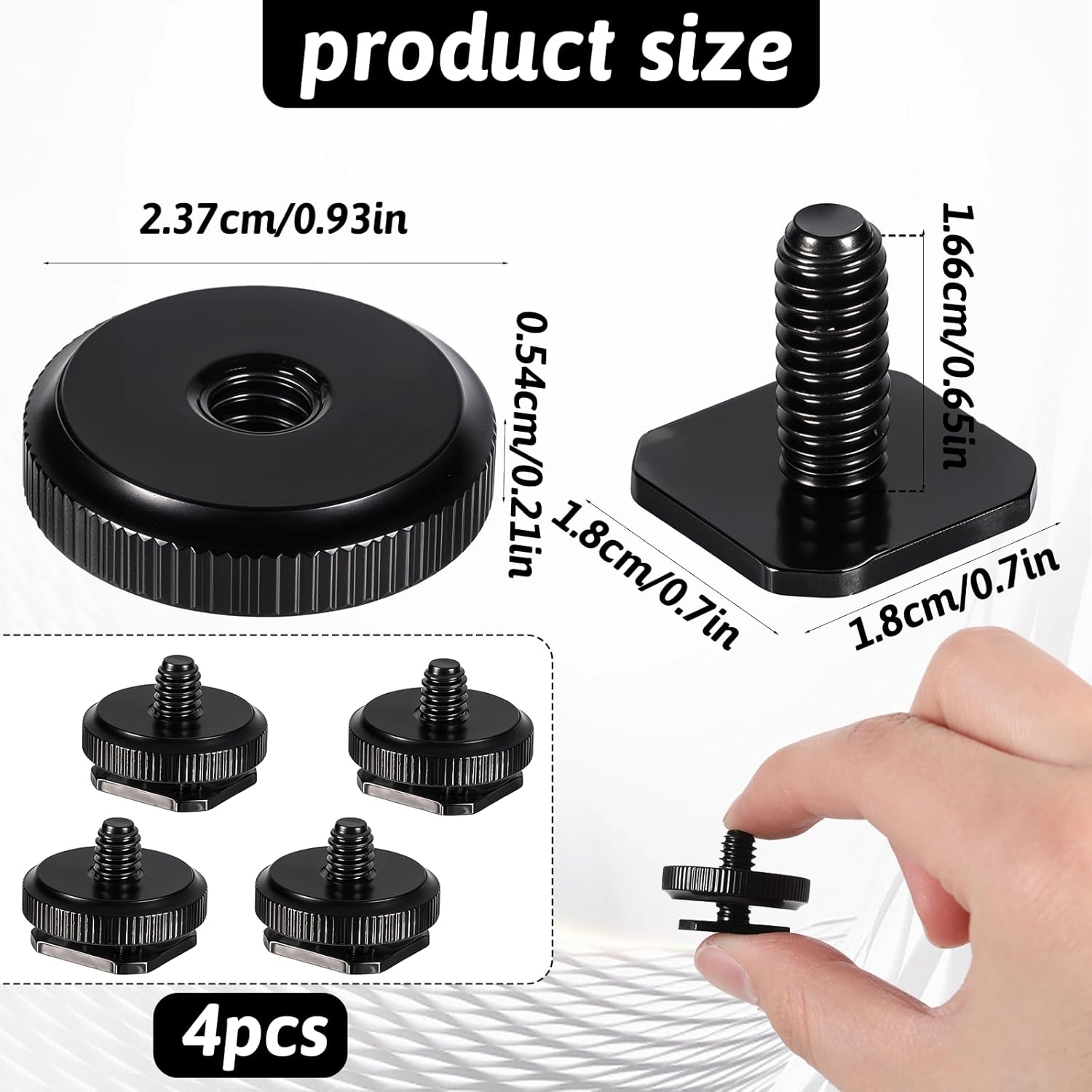 4 Pcs 1/4 Inch Camera Adapter Screws, Compatible with Versatile Flash Hot Shoe Mounts for DSLR Camera Rigs, Tripods, Mounting Accessories — image 3