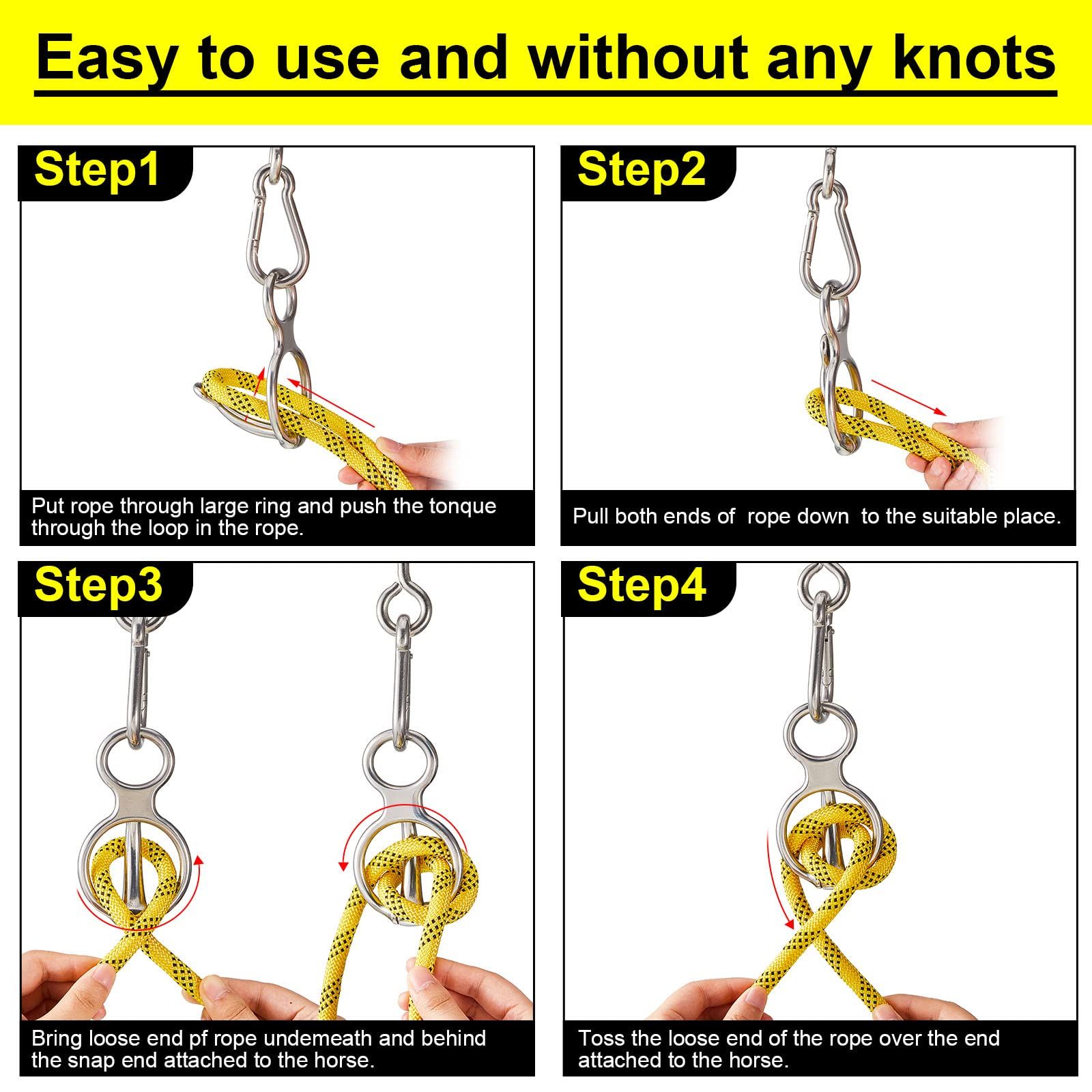 2 Sets Horse Tie Ring, Horse Tack and Supplies Horse Training Equipment Safe Horse Accessories with Eye Bolt, Tie Rings (Silver) — image 3