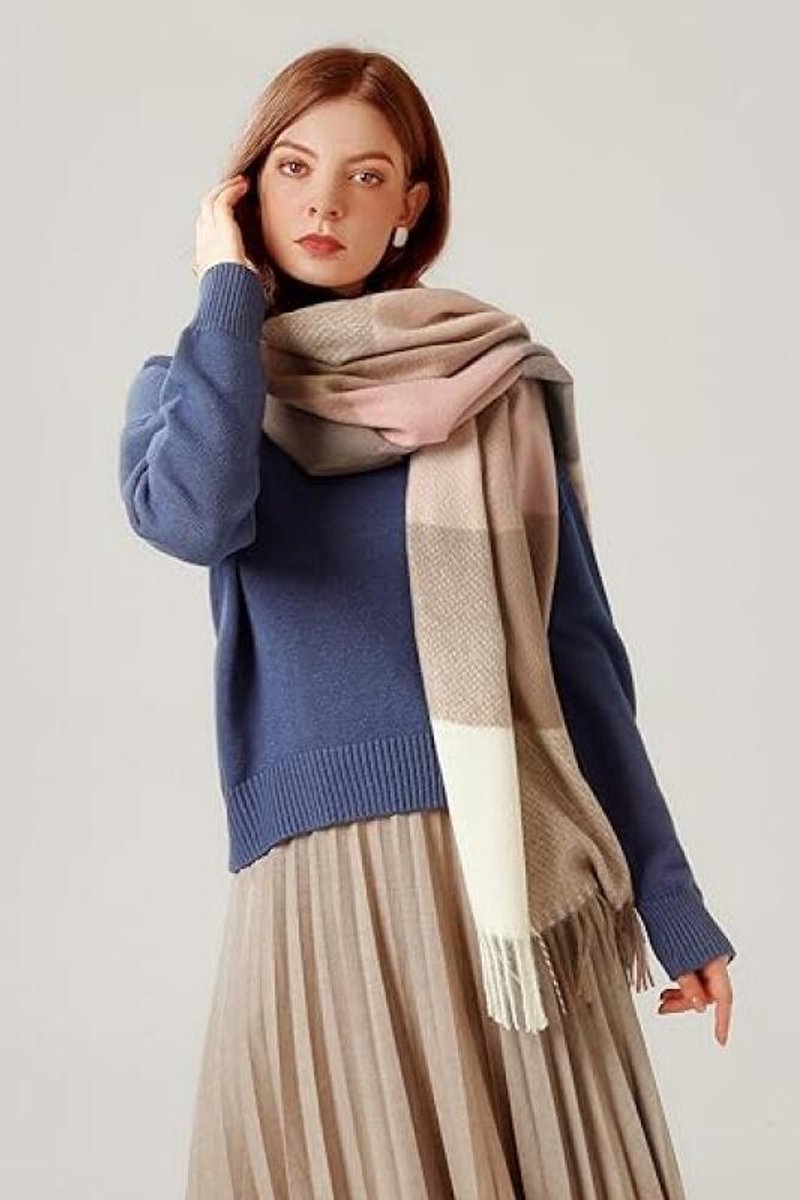 Women's Scarf - 180 × 70 cm - Women's Fashion Scarf - Winter Scarf - Women's Scarf with Scottish Pattern and Fringes - Soft & Warm - Long Warm Checked Winter — image 3