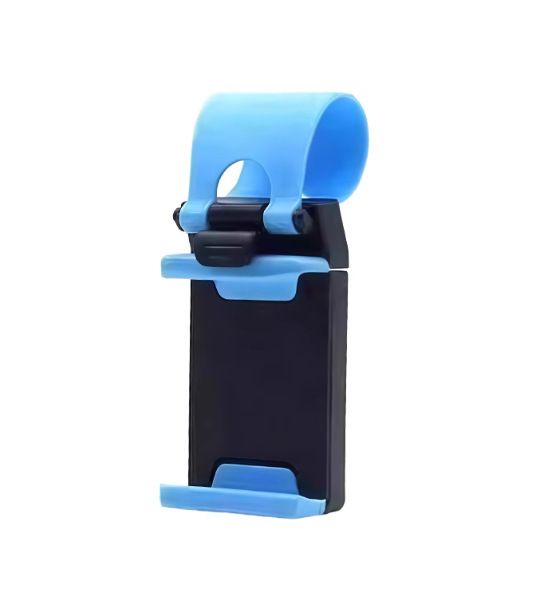 Steering Wheel Phone Mount Blue（Pack of 1）- ABS Plastic Car Phone Holder with Silicone Grip, Universal 4-6 Inch Smartphone Clip for Navigation, Hands-Free