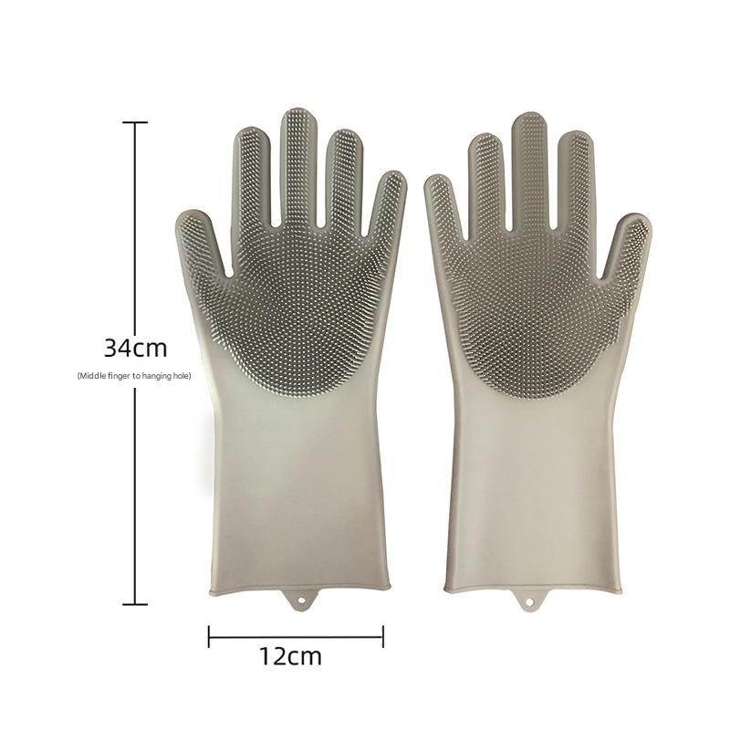 Grey Silicone Pet Bathing Gloves - Pink Double-Sided Design for Cats and Dogs - Gentle Massage, Easy Lather, Durable and Waterproof, Ideal for Pet Grooming and