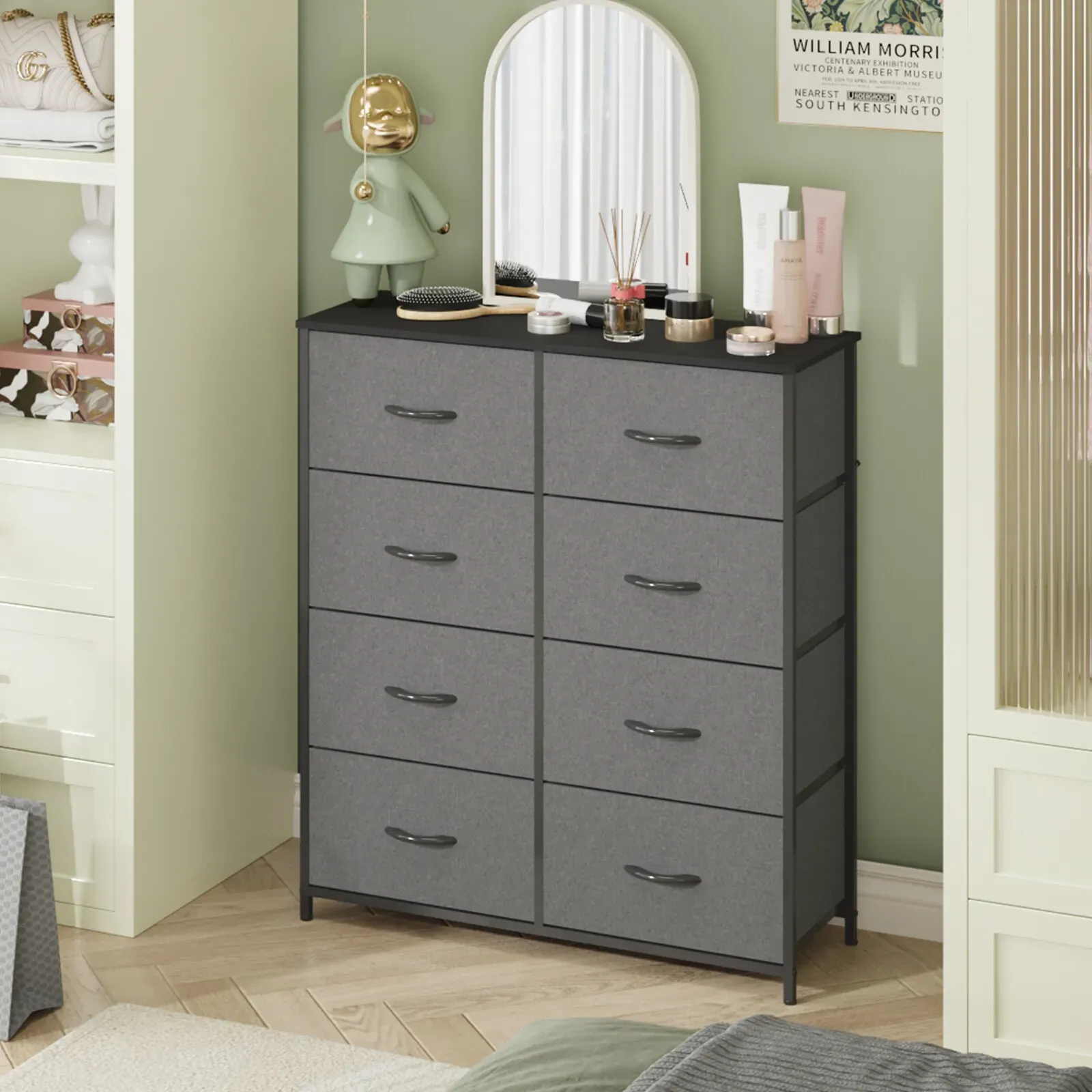 Grey Tallboy Chest of 8 Drawers Storage Cabinet for Bedroom and Living Room — image 2