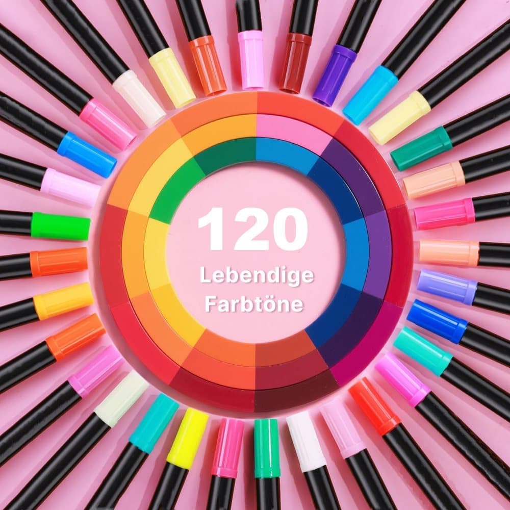12 Watercolor Pens Double-Ended Washable for Creative Painting with Fine and Broad Tips, 12 Colors, 120-pack โ image 4