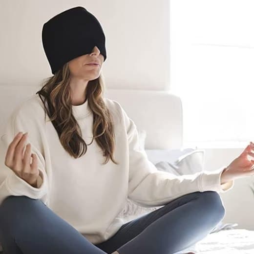 Cooling Migraine Cap with Gel Eye Mask for Headache Relief and Sleep Aid, Black — image 2
