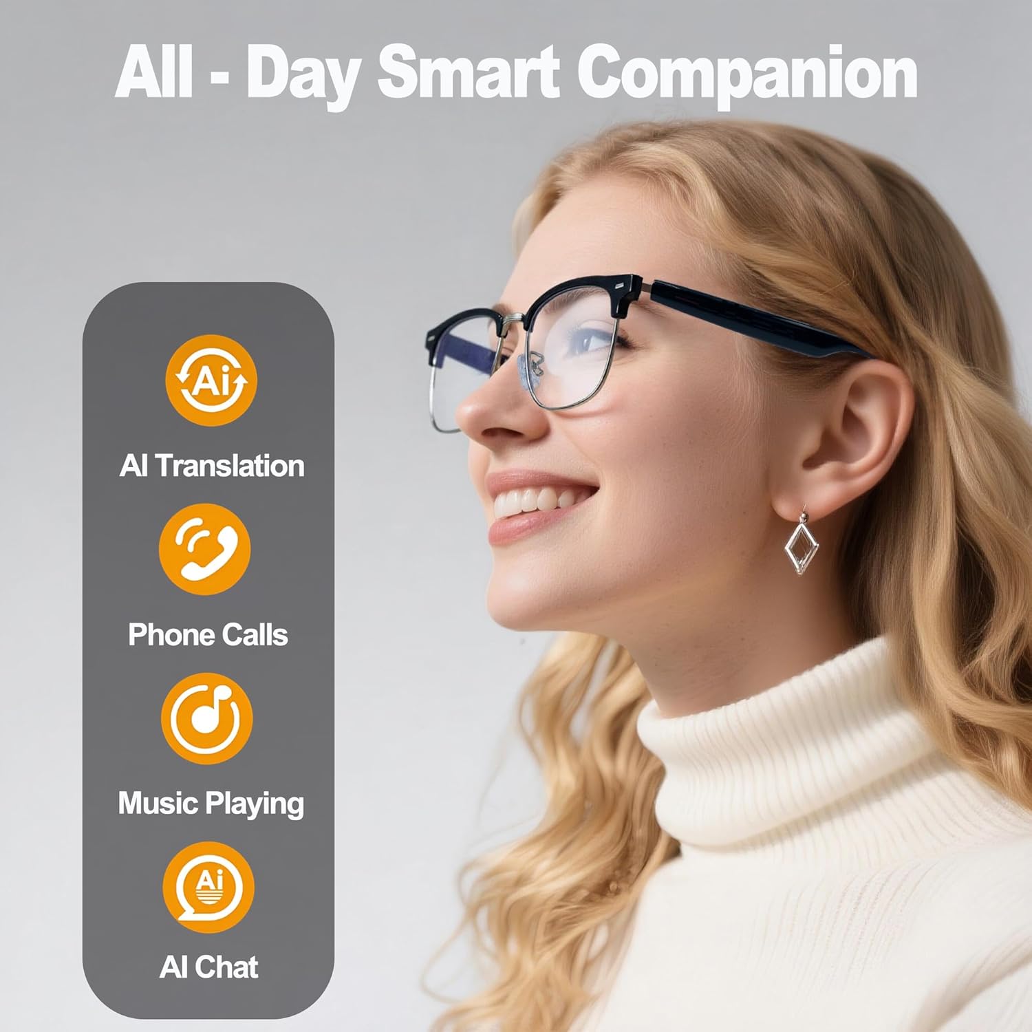 AI Smart Translation Glasses: 110+ Languages, Photochromic Lenses, Bluetooth – Ideal for Travel, Business & Daily Use(black) — image 2