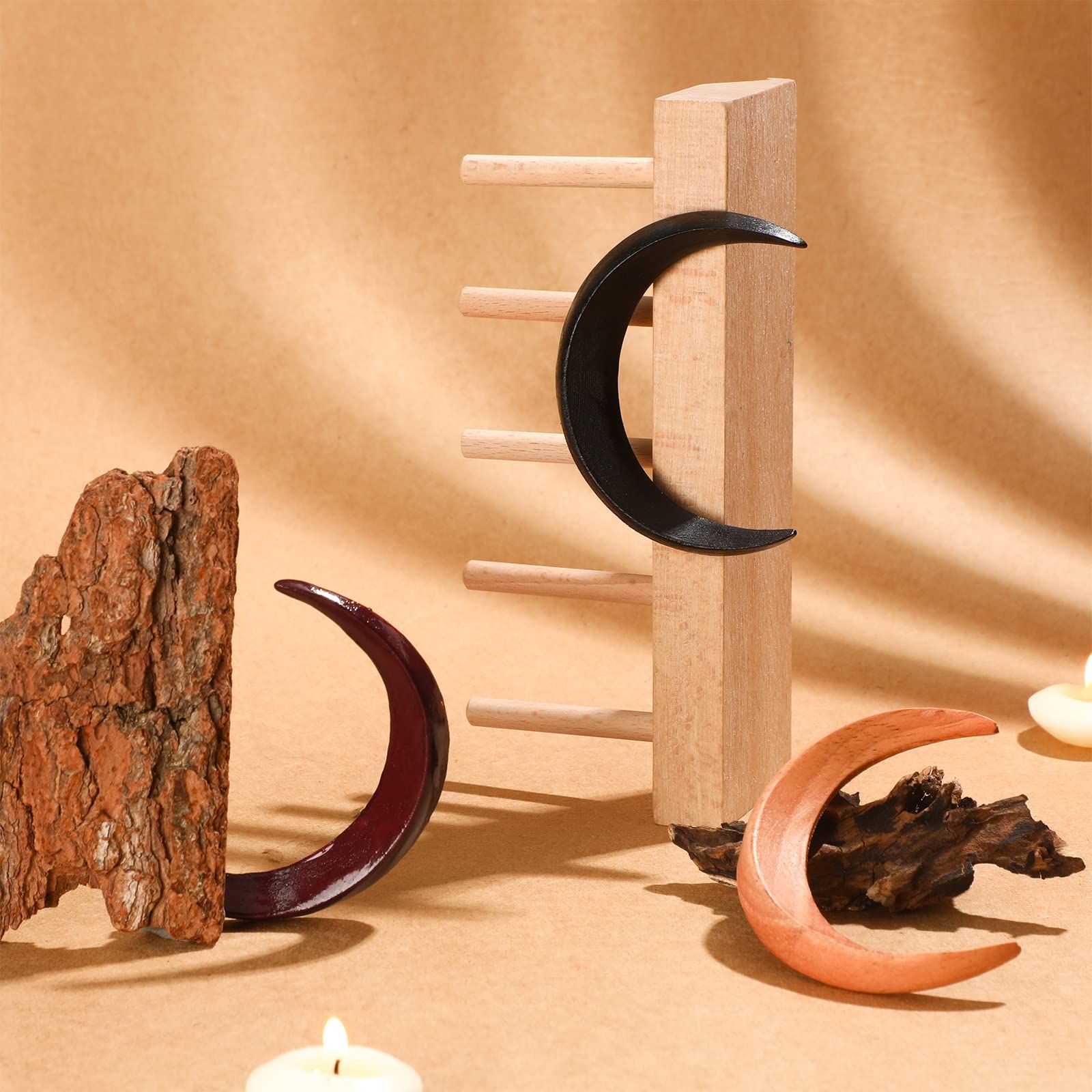 3 Pcs Hand Carved Crescent Moon Hair Fork for Women Moon Hair Stick Wooden Moon Hair Clip Crescent Moon Hairpin Wood Moon — image 2