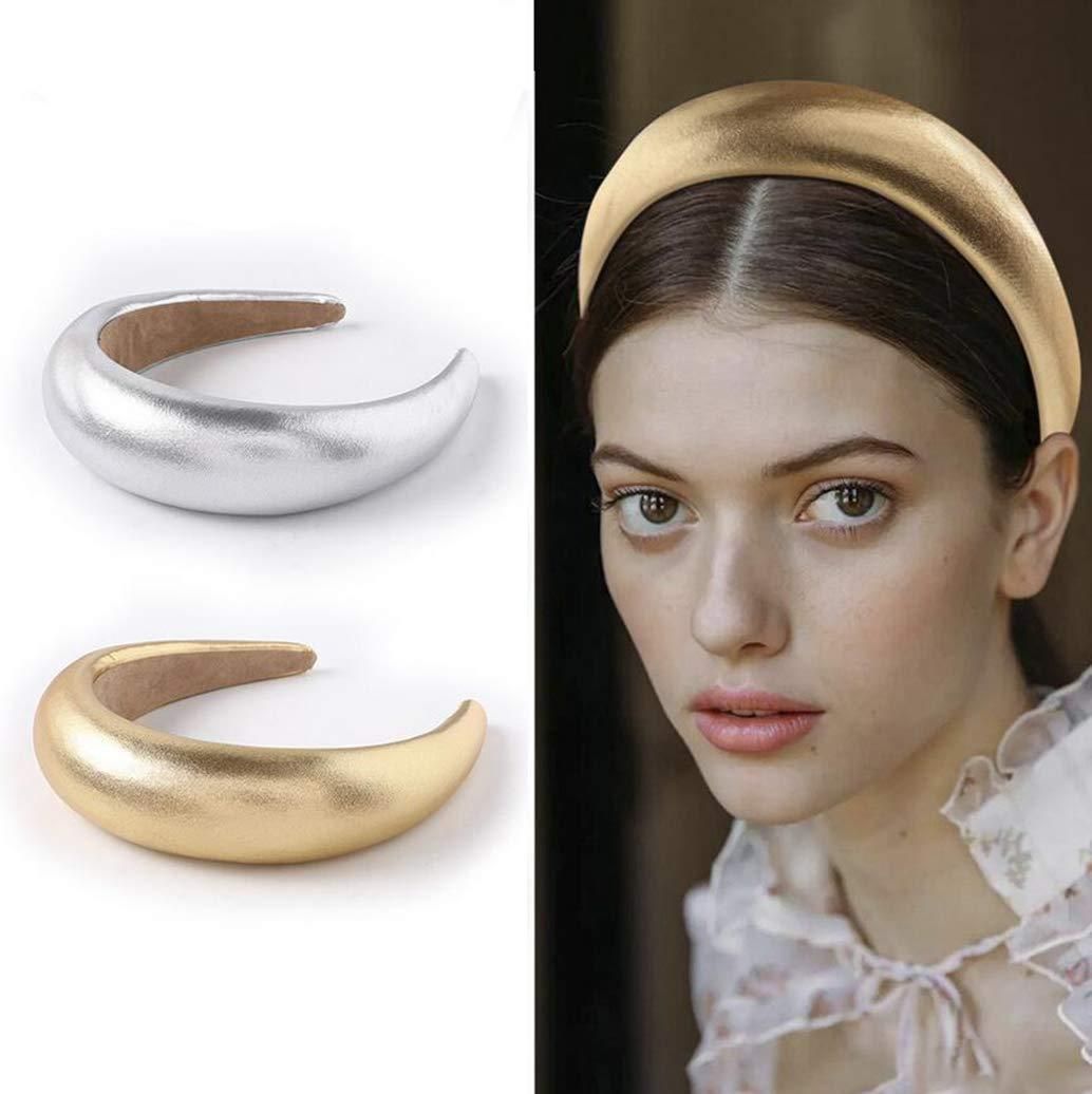 2pcs, Headband for Women Vintage Leather Padded Headband Fashion Hair Bands for Womens Hair Non Slip Wide Brim Headwea Hair Hoop — image 5