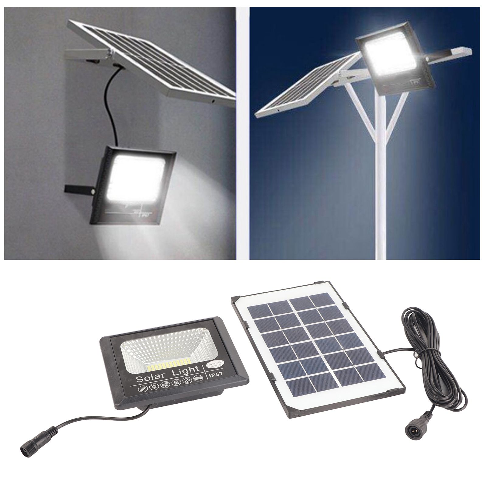 30W 100LED Solar Street Lamp Remote Control Light Control Timing Floodlight Super Bright Waterproof for Outdoor Garden — image 5