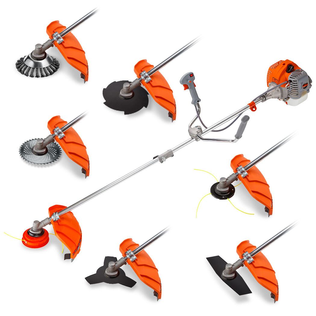 MTM 62cc 7in1 Brush Cutter Garden Multi-Tool, Pole Hedge & Line Trimmer, Bullhorn Handle, 12" Tree Trimming Pruning