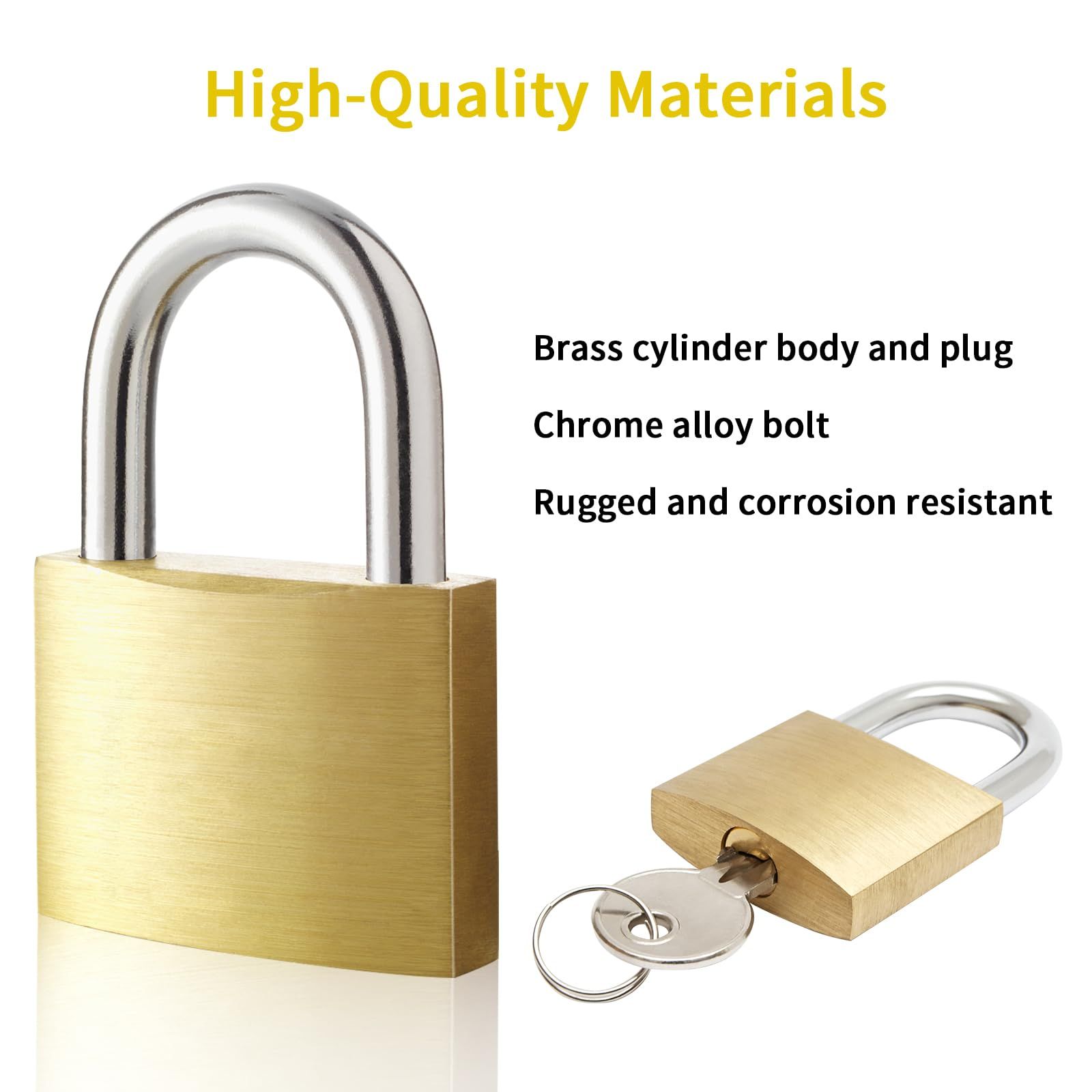 Solid Brass Padlock with Key, Small Pad Lock with Key, Storage Lock Shackle for Locker Outdoor Indoor Use — image 3