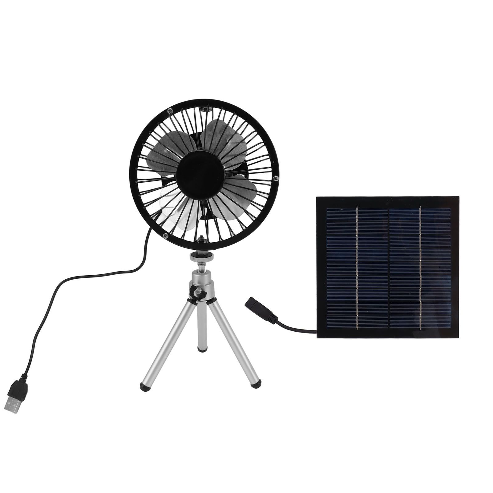 Portable Solar Fan 6W 6 Inches Solar USB Dual Powered Fan For Home Camping Outdoor Fishing With Stretchable Stand โ image 2