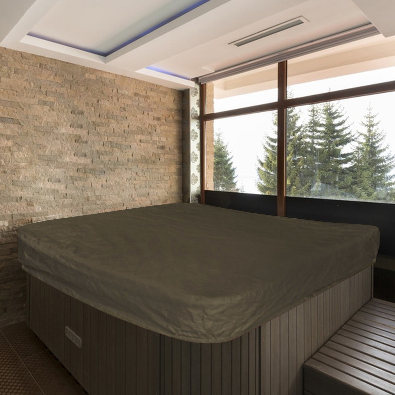 Square Hot Tub Cover - Outdoor Heavy Duty Protector for Patio Spas and Swimming Pools, Hard Covers For Hot Tub Waterproof Dust, Coffee, 228 x 30 cm โ image 4