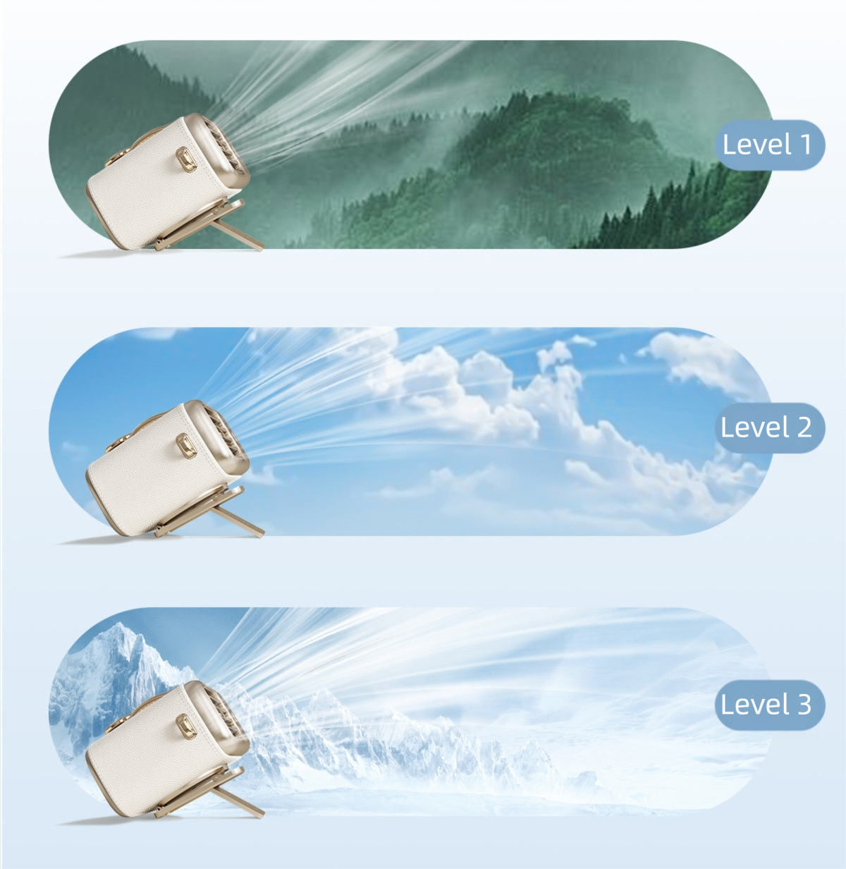 White Portable Fan for Outdoor, Waist Clip, and Desktop Cooling โ image 5