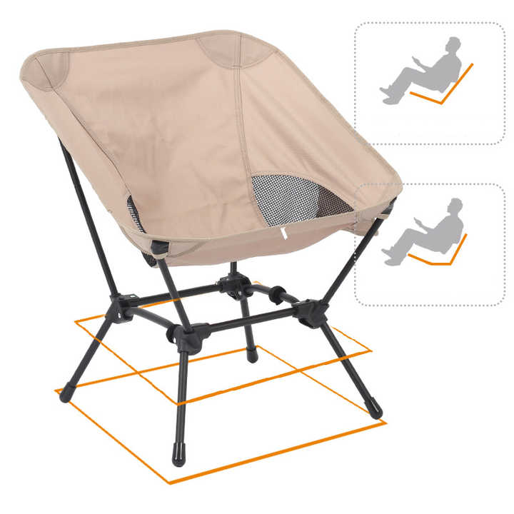 Beige Portable Lightweight Folding Beach Chair - Compact Fishing Chair with Square Legs for Outdoor Use โ image 4