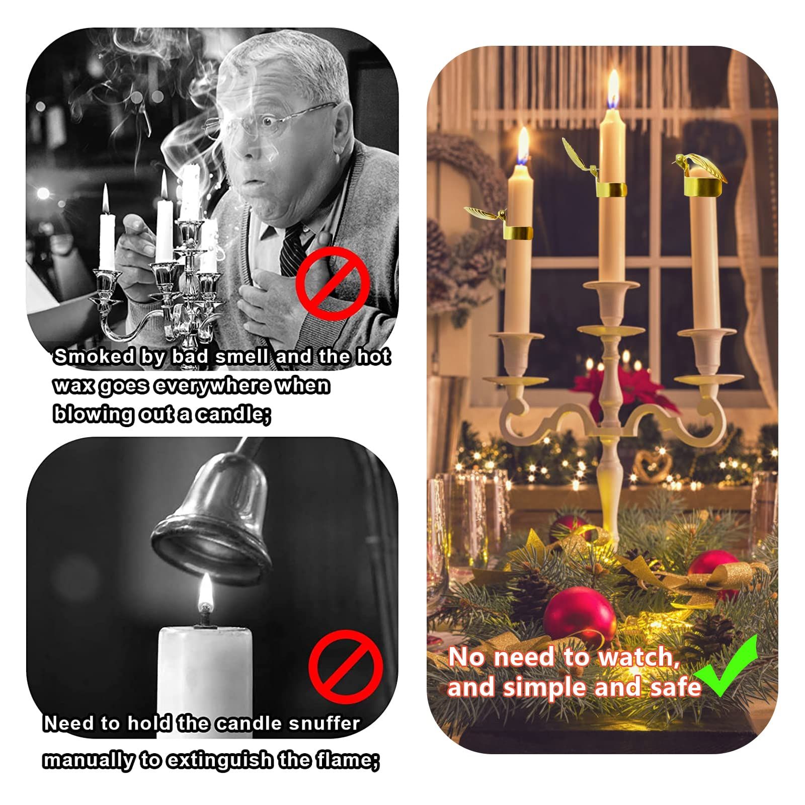 Automatic Fire Extinguishing Candle Snuffer Extinguisher Clip On, Candle Safety Guard, Wick Flame Snuffer 4 Pcs (Scallop) — image 4