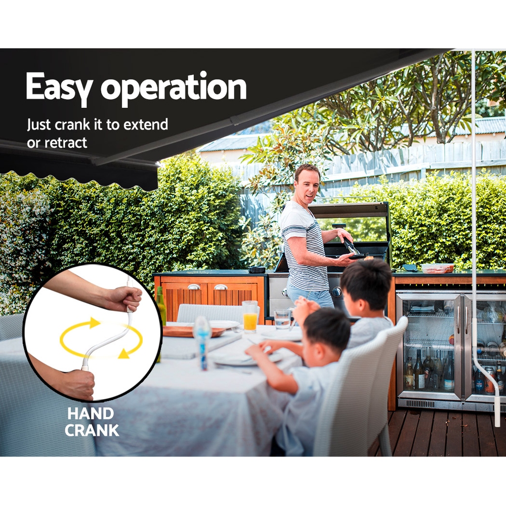 Instahut Retractable Folding Arm Awning Manual Sunshade 5Mx3M Grey — image 4