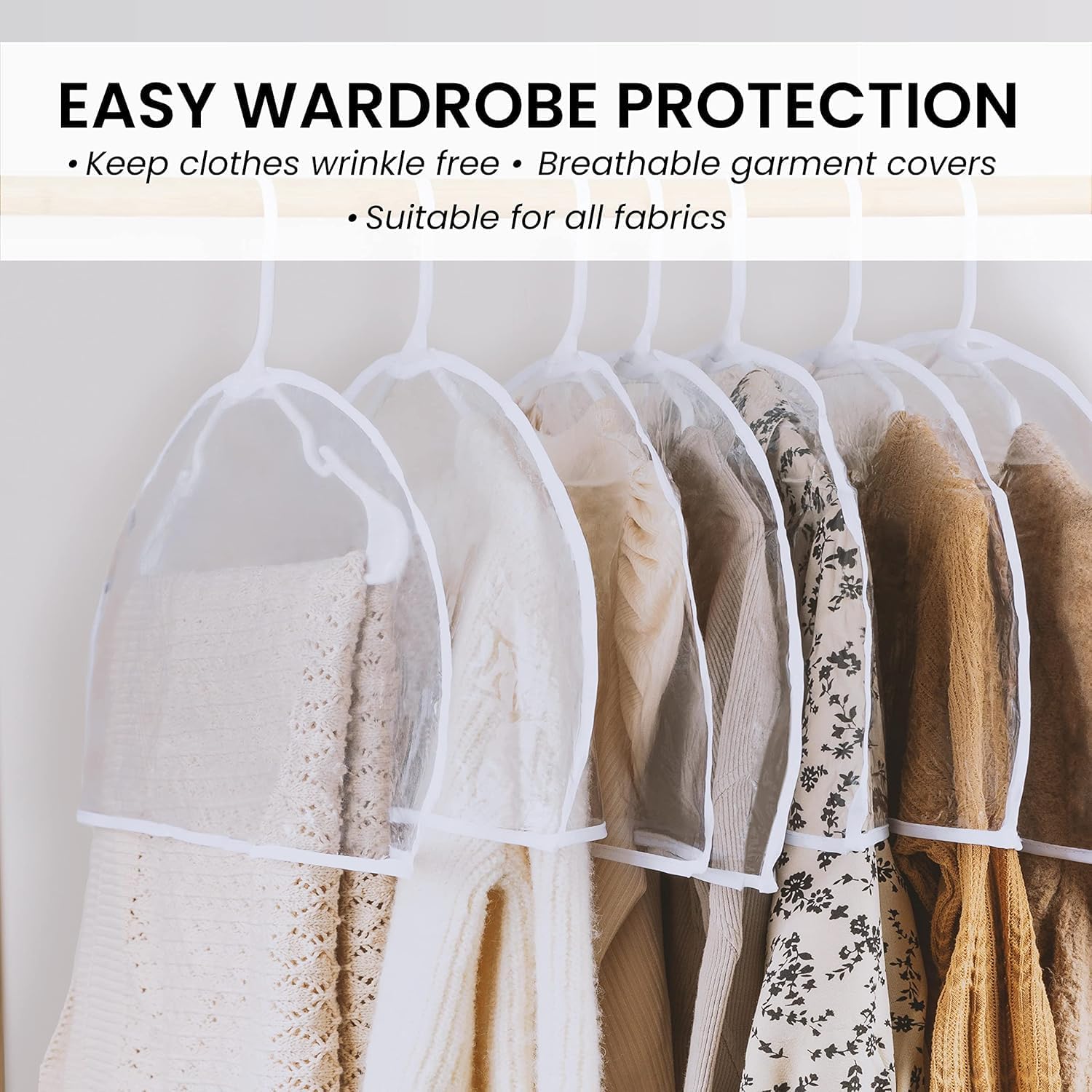 12 Pack Transparent Dustproof Garment Bags 60x30cm Wardrobe Organizer Storage Covers — image 6