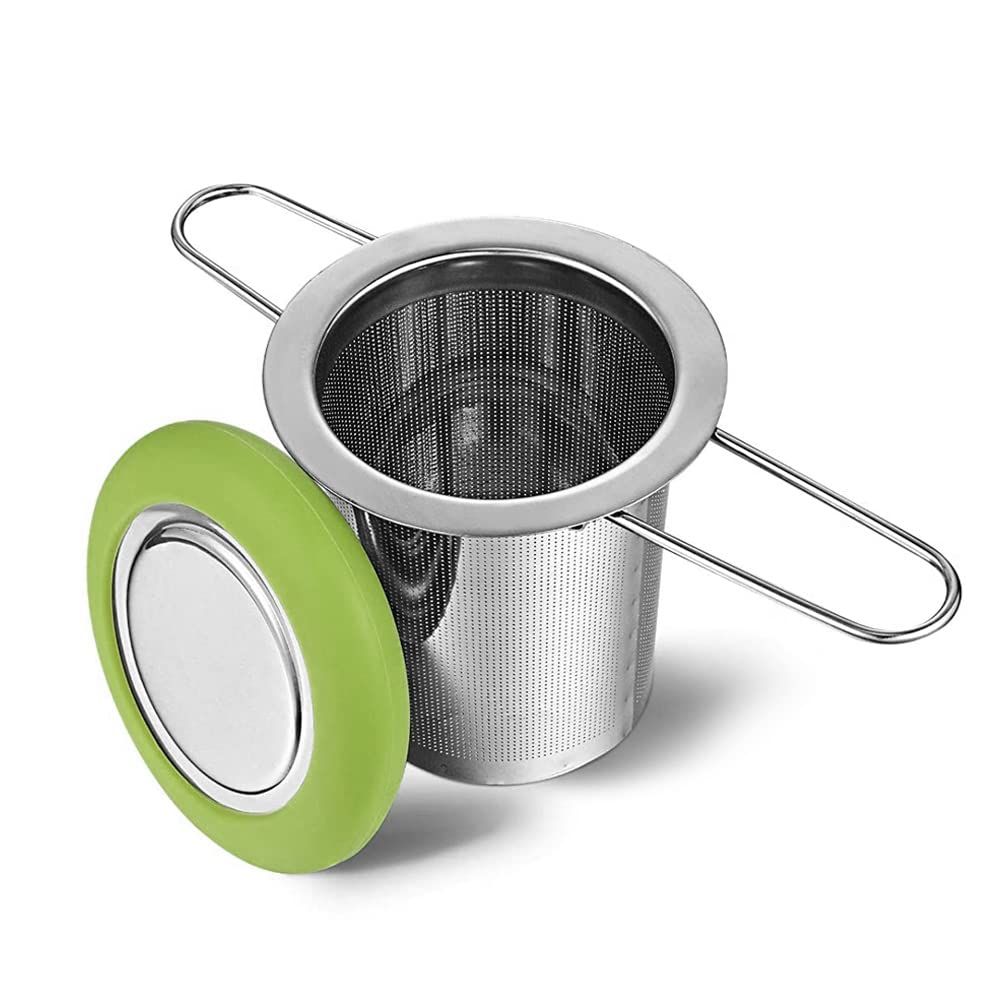 Tea Infuser, Stainless Steel Tea Strainer Folding Handle Tea Filter For Loose Tea Superior Brewing And Coffee (Green)