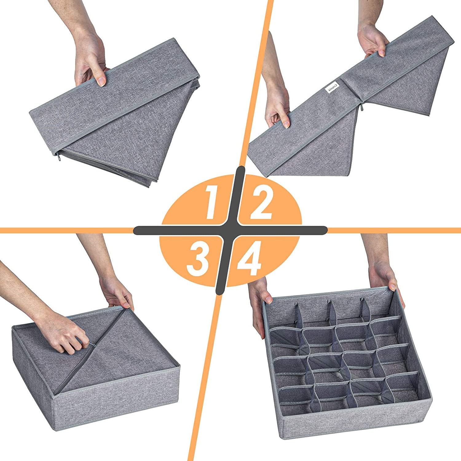 Wardrobe Clothes Organizer for Jeans, Upgraded Drawer Organizers for Clothing with Handle Foldable, Drawer Organizers Clothes(Gray,1PCS-M) 1PCS-24 Cell Gray — image 4