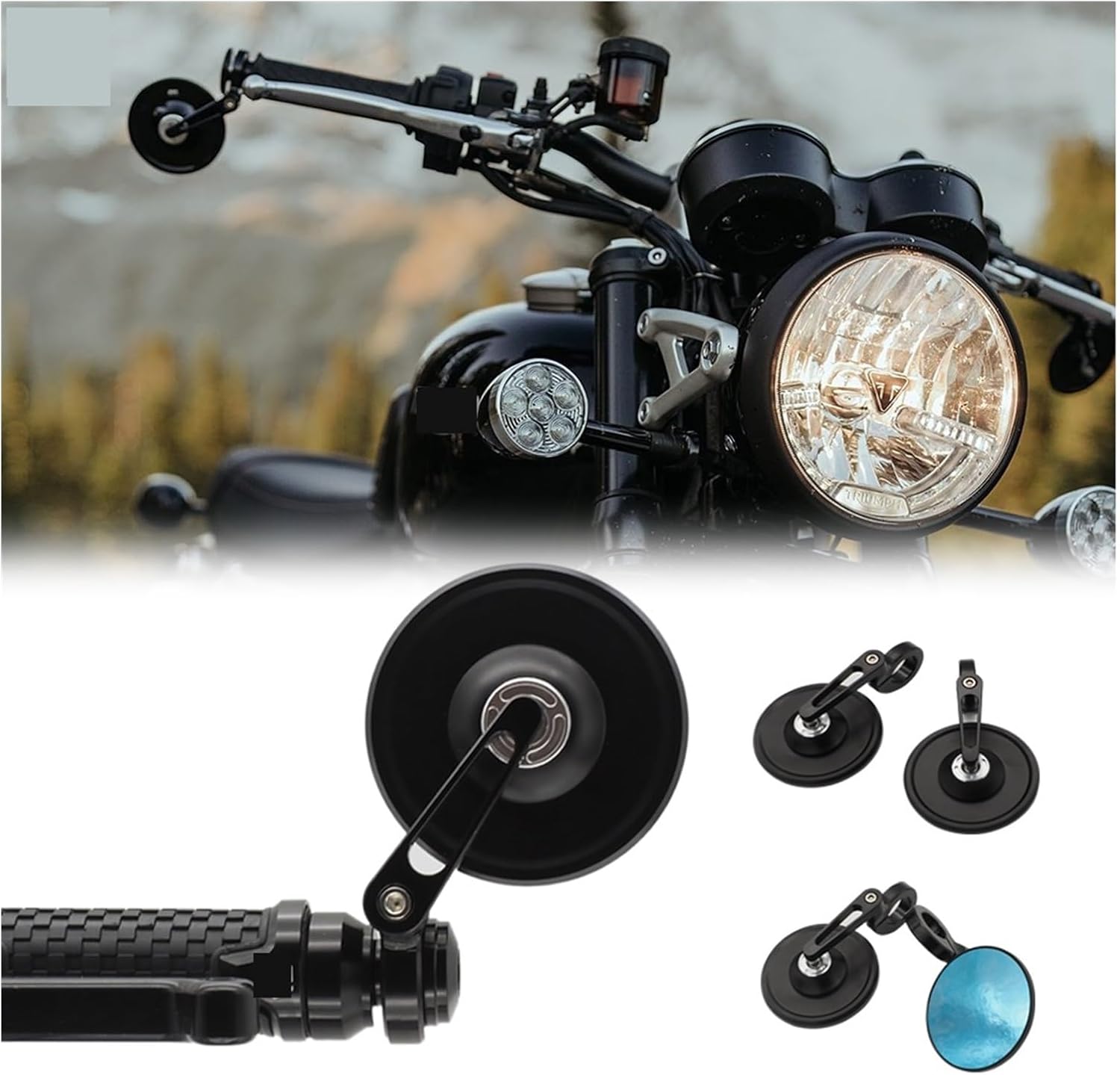 Motorcycle Rear View Mirror Motorcycle Bar End Mirror For Triumph Scrambler Bobber For Bonneville Street Twin Speed Twin Speedmaster 1200 XC XE 900 T120 T100 — image 2