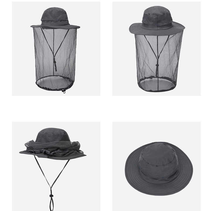 Beige Outdoor Mosquito Net Hat - Sun Protection and Insect Repellent Bucket Hat — image 3