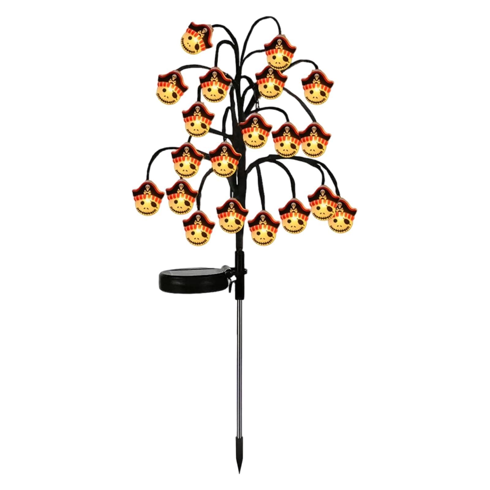 Bring Eerie Charm to Your Outdoor Space with Solar-Powered Halloween Stake Lights – Pumpkin, Skull, Spider & Pirate Motifs, 20 LED, Auto On/Off