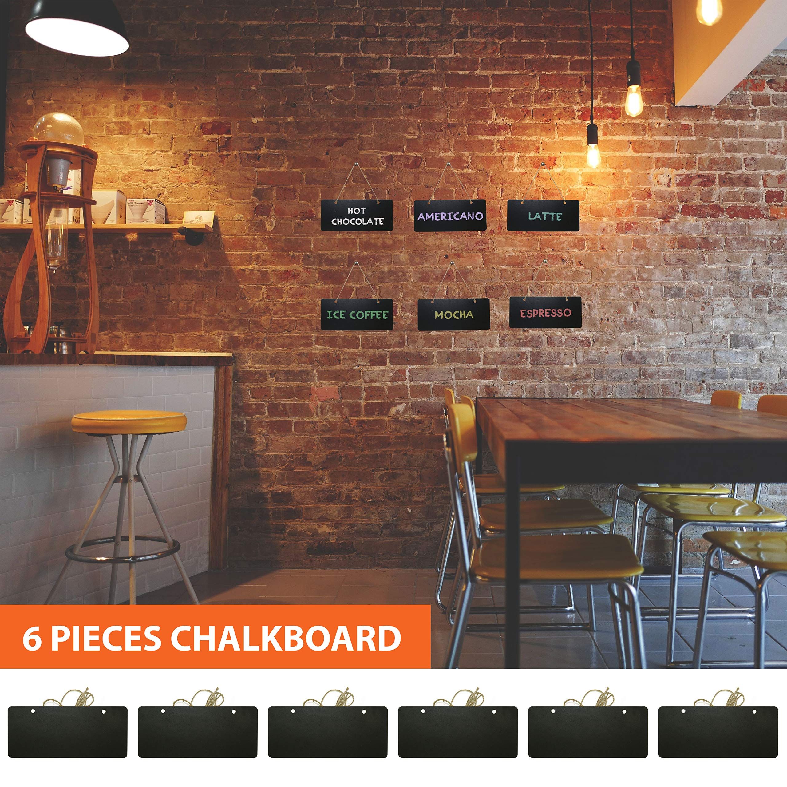 Chalkboard Hanging Signs Erasable Wood Rectangle Small Vintage Rustic Blackboard Message Memo Display for Wedding, Bar, Restaurant, Kitchen Pantry & Wall — image 3