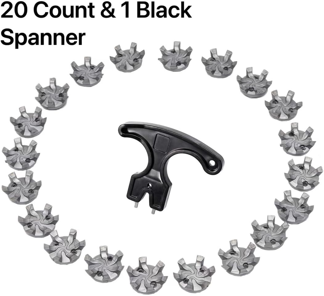 Golf Shoe Spikes Cleat Metal Thread Screw 6mm Dia, 20 Count & 1 Wrench โ image 3