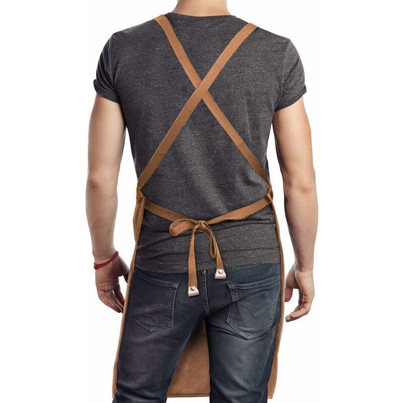 Kitchen Apron Water Resistant Cotton Linen Cross Back Adjustable Apron Black — image 3