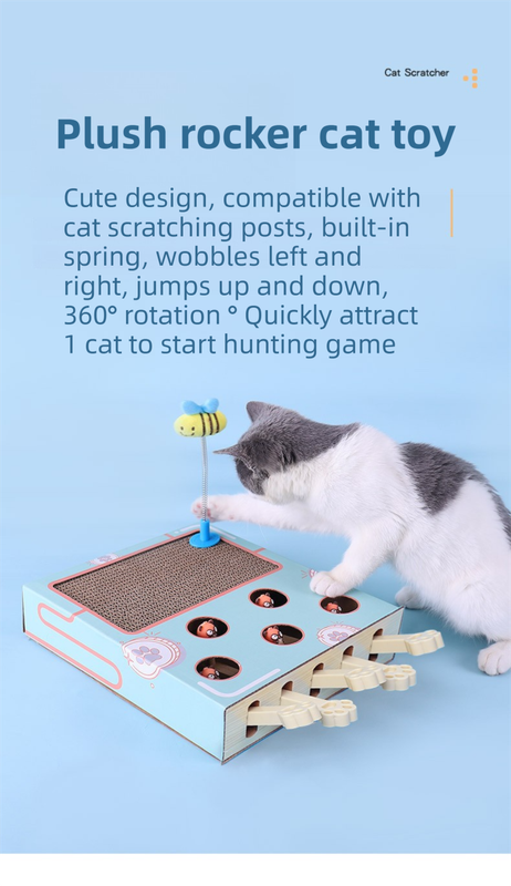 Whack-A-Mole Cat Toy (Figurine Mole & 5 Hole) - Interactive Puzzle Box โ image 4